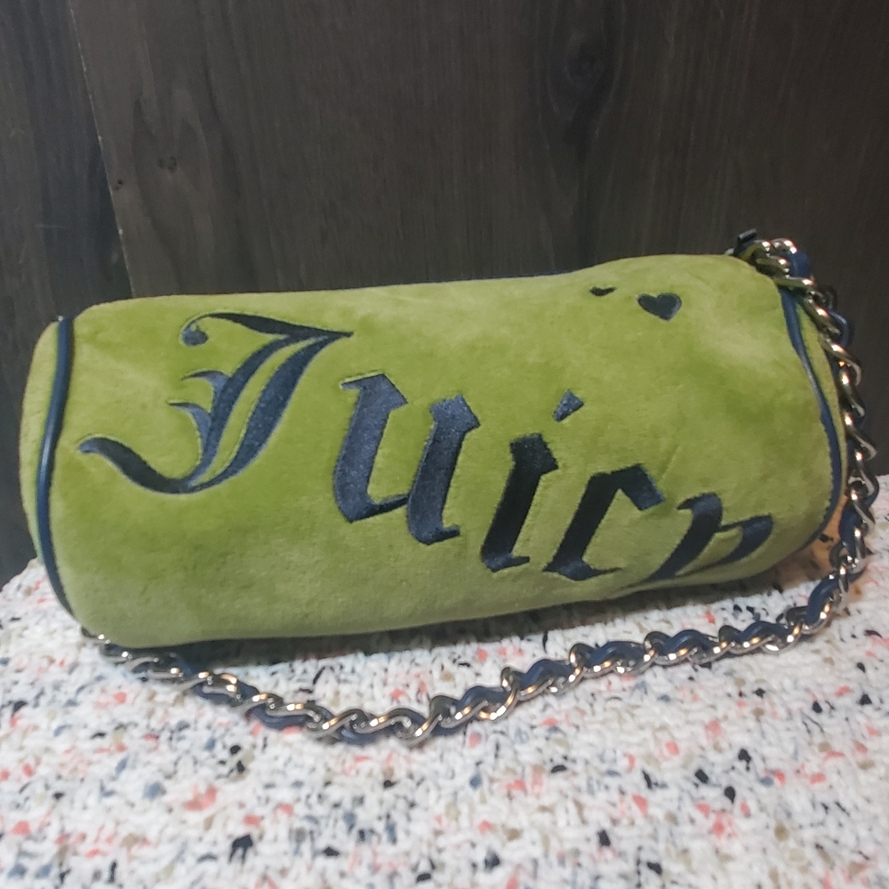 Y2k Juicy Couture Barrel Bag Lime Green Velour - Picture 13 of 13